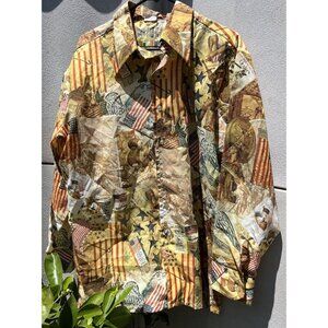 Vintage Media 1970’s Men’s Sz XL Long Sleeve USA Patriotic America Shirt RARE